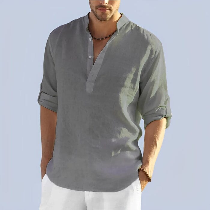 Chemise Homme Style Bataan Panama Roupas (Camisa Masculina 1) Mascato Shop P Gris