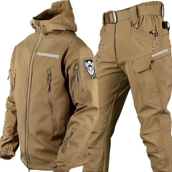 Ensemble Veste Imperméable Militaire avec Protection UV + Pantalon de Pêche Tactique - Shimano MASCULINO - ROUPAS - KIT JAQUETA + CALCA 1 Mascato Shop Terre P