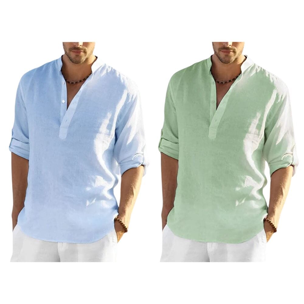 Chemise Homme Style Bataan Panama [ACHETEZ 1, RECEVEZ 2] Roupas (Camisa Masculina 2) Mascato Shop P Bleu/Vert 