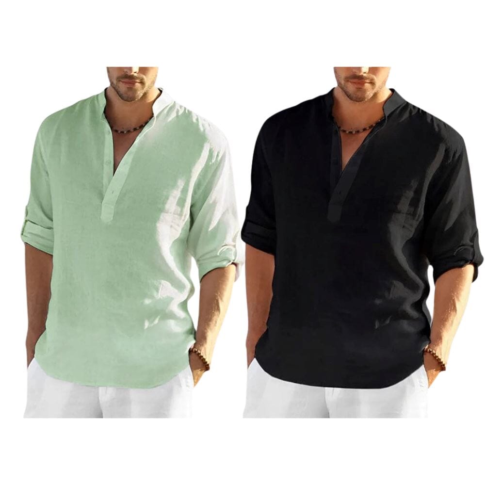 Chemise Homme Style Bataan Panama [ACHETEZ 1, RECEVEZ 2] Roupas (Camisa Masculina 2) Mascato Shop P Noir/Vert 