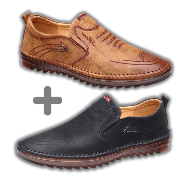 Mocassins Italiens - ACHETEZ 1, RECEVEZ 2 Calçados (Sapato Mocassim 2) Mascato Shop Marron + Noir 37 