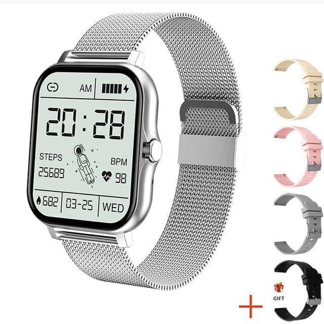 Montre Connectée Multifonction Premium avec 4 Bracelets Supplémentaires Eletrônicos (Smartwatches 2) Mascato Shop Argent + 4 Bracelets Offerts 