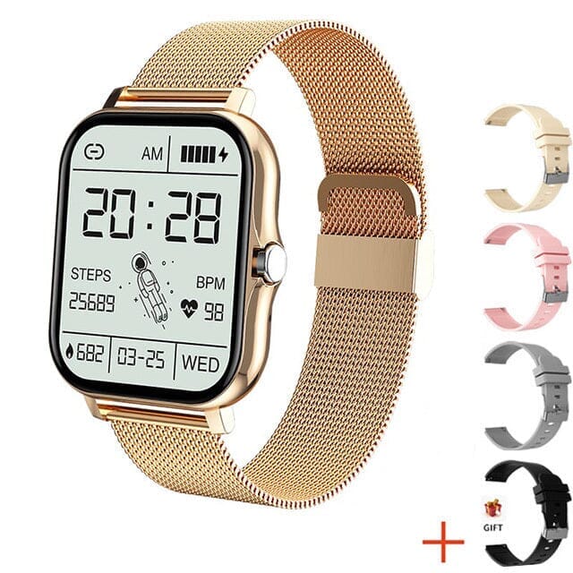 Montre Connectée Multifonction Premium avec 4 Bracelets Supplémentaires Eletrônicos (Smartwatches 2) Mascato Shop Doré + 4 Bracelets Offerts 